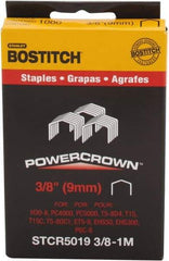 Stanley Bostitch - 3/8" Long x 7/16" Wide, 18 Gauge Crowned Construction Staple - Steel, Chisel Point - Caliber Tooling