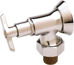 T&S Brass - Flange 1/2 Inlet, 125 Max psi, Chrome Plated, Chrome Plated Loose Key Stop - 1/2 NPT Outlet, Angle, Chrome Handle - Caliber Tooling