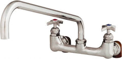 T&S Brass - Straight Spout, 2 Way Design, Wall Mount, Industrial Sink Faucet - 18 Inch Spout, 4 Spoke Handle - Caliber Tooling