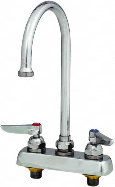 T&S Brass - Standard, 2 Way Design, Deck Mount, Workboard Deck Mount Faucet - 8-3/4 Inch Spout, Lever Handle - Caliber Tooling