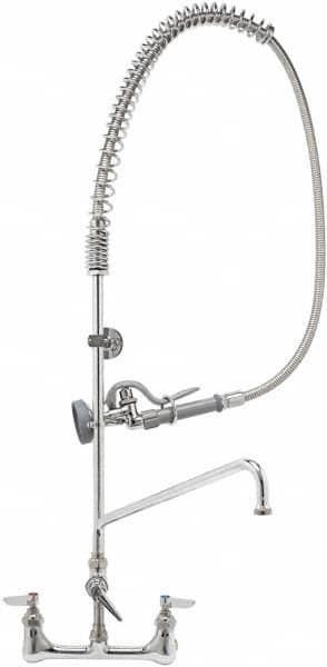 T&S Brass - Riser with Spring Guide, 2 Way Design, Wall Mount, Wall Pre Rinse Faucet Assembly - Lever Handle - Caliber Tooling