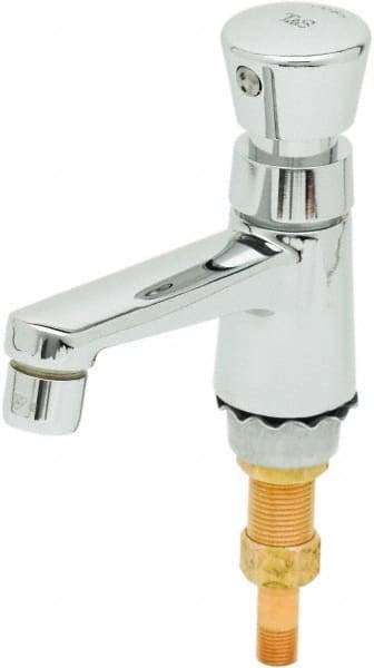 T&S Brass - Push Button Handle, Deck Mounted Bathroom Faucet - Metering Faucet, No Drain, Standard Spout - Caliber Tooling