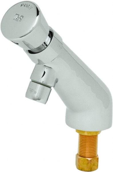 T&S Brass - Push Button Handle, Deck Mounted Bathroom Faucet - One Handle, No Drain, 6 Cast Spout - Caliber Tooling