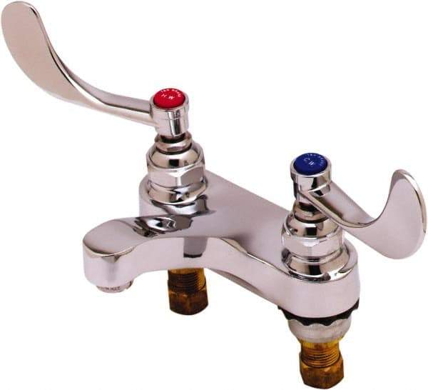 T&S Brass - Faucet Mount, Deck Mount Faucet without Spray - Two Handle, Wrist Blade Handle, Cast Basin Spout, No Drain - Caliber Tooling