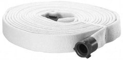 Made in USA - 2-1/2" ID x 3" OD, 300 Working psi, White Polyester/Rubber Fire Hose, Double Jacket - 2-1/2" NH/NST Ends, 50' Long, -40 to 150°F,900 Burst psi - Caliber Tooling