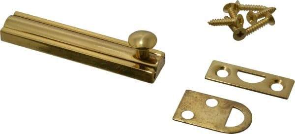 Don-Jo - 3" Long, 1/2" Wide Brass Slide Bolt - US3 Bright Brass - Caliber Tooling