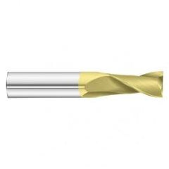 11/16 Dia. x 4 Overall Length 2-Flute Square End Solid Carbide SE End Mill-Round Shank-Center Cut-TiN - Caliber Tooling