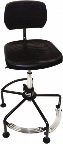 ShopSol - 17 to 35" High Adjustable Height Swivel Stool - 26" Wide x 26-1/2" Deep, Polyurethane Seat, Black - Caliber Tooling