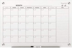 Quartet - 24" High x 36" Wide Magnetic Dry Erase Calendar - Plastic, Includes Dry-Erase Marker, Magnet & Mounting Kit - Caliber Tooling