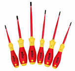 Insulated Slim Integrated Insulation 6 Piece Screwdriver Set Slotted 4.5; 6.5; Phillips #1 & 2; Square #1 & 2. - Caliber Tooling