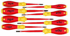 Insulated Slim Integrated Insulation 8 Piece Screwdriver Set Slotted 3.5; 4; 4.5; 5.5; Phillips #1 & 2; Square #1 & 2 - Caliber Tooling