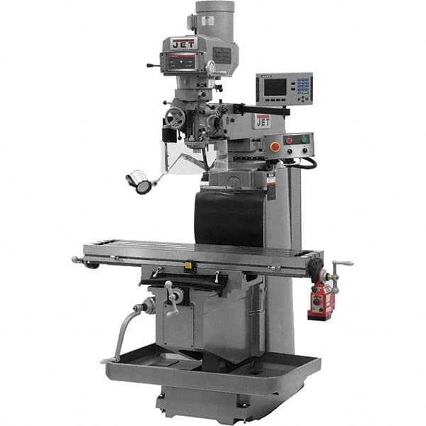 Jet - 54" Table Width x 12" Table Length, Electronic Variable Speed Control, 3 Phase Knee Milling Machine - R8 Spindle Taper, 5 hp - Caliber Tooling