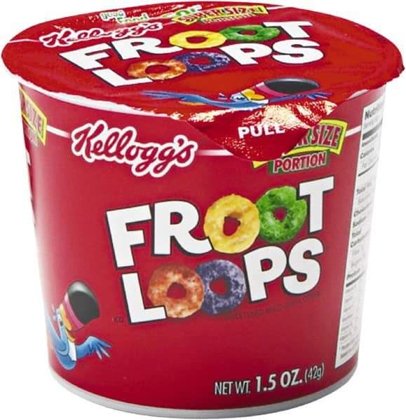 Kellogg's - Cereal - Froot Loops Breakfast Cereal, Single-Serve 1.5oz Cup, 6/Box - Caliber Tooling