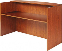 ALERA - Woodgrain Laminate Reception Desk - 71" Wide x 35-1/2" Deep x 42-1/2" High, Medium Cherry - Caliber Tooling