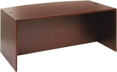 ALERA - Woodgrain Laminate Bow Front Desk - 71" Wide x 41-3/8" Deep x 29-5/8" High, Mahogany - Caliber Tooling