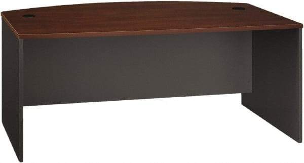 Bush Business Furniture - Laminate Over Wood Bow Front Desk - 71-1/8" Wide x 36-1/8" Deep x 29-7/8" High, Hansen Cherry & Graphite Gray - Caliber Tooling