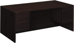 Hon - Woodgrain Laminate Double Pedestal Desk - 72" Wide x 36" Deep x 29-1/2" High, Mahogany - Caliber Tooling