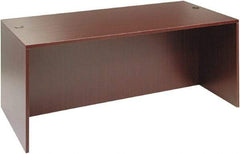 ALERA - Woodgrain Laminate Desk Shell - 71" Wide x 35-1/2" Deep x 29-5/8" High, Mahogany - Caliber Tooling