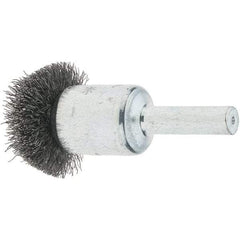 Tru-Maxx - 1" Brush Diam, Crimped, Flared End Brush - 1/4" Diam Steel Shank, 25,000 Max RPM - Caliber Tooling