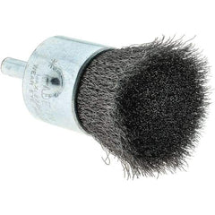 Tru-Maxx - 1" Brush Diam, Crimped, Flared End Brush - 1/4" Diam Steel Shank, 22,000 Max RPM - Caliber Tooling