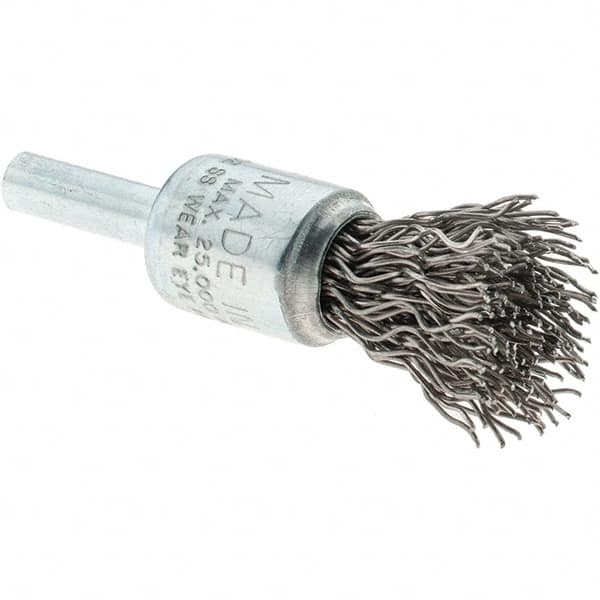 Tru-Maxx - 1/2" Brush Diam, Crimped, Flared End Brush - 1/4" Diam Steel Shank, 25,000 Max RPM - Caliber Tooling