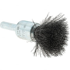 Tru-Maxx - 1/2" Brush Diam, Crimped, Flared End Brush - 1/4" Diam Steel Shank, 25,000 Max RPM - Caliber Tooling