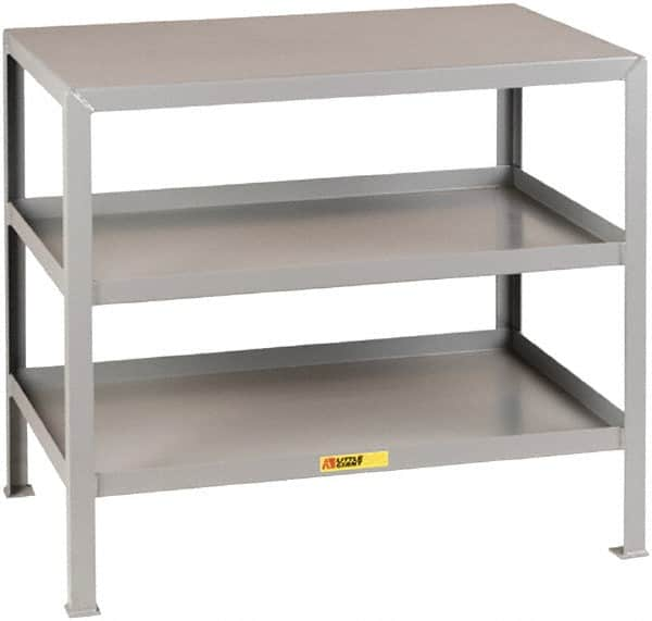 Little Giant - 48 Wide x 24" Deep x 32-1/2" High, 12 Gauge Steel Heavy-Duty Machine Table - Fixed Legs, Gray - Caliber Tooling