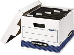 BANKERS BOX - 1 Compartment, 12-5/8" Wide x 10" High x 15-5/8" Deep, Storage Box - Corrugated Cardboard, White/Blue - Caliber Tooling