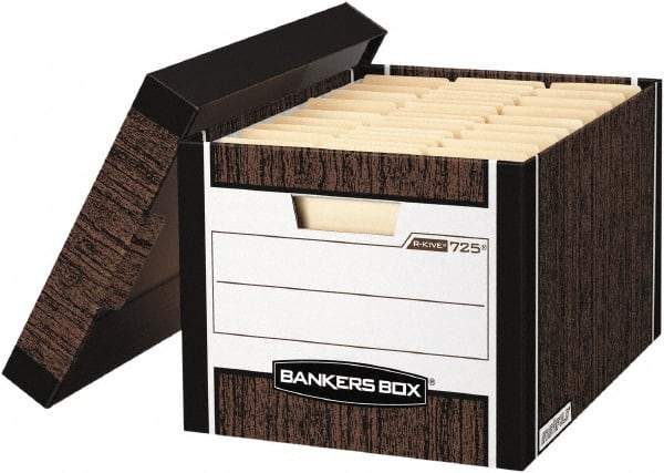 BANKERS BOX - 1 Compartment, 12-3/4" Wide x 10-3/8" High x 16-1/2" Deep, Storage Box - Corrugated Cardboard, Wood Grain (Color) - Caliber Tooling