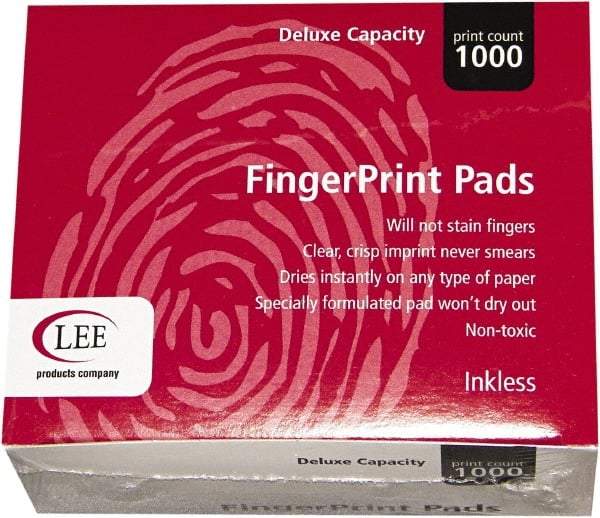 LEE - 3-3/4" Wide x 2" High x 2" Deep, Inked Fingerprint Pad - Plastic, Black - Caliber Tooling