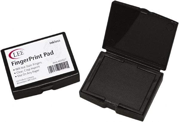 LEE - 2" Wide x 1/2" High x 1/2" Deep, Inked Fingerprint Pad - Plastic, Black - Caliber Tooling