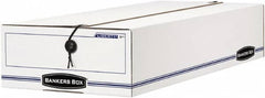 BANKERS BOX - 1 Compartment, 9-1/4" Wide x 4-1/4" High x 23-3/4" Deep, Storage Box - Corrugated Cardboard, White/Blue - Caliber Tooling