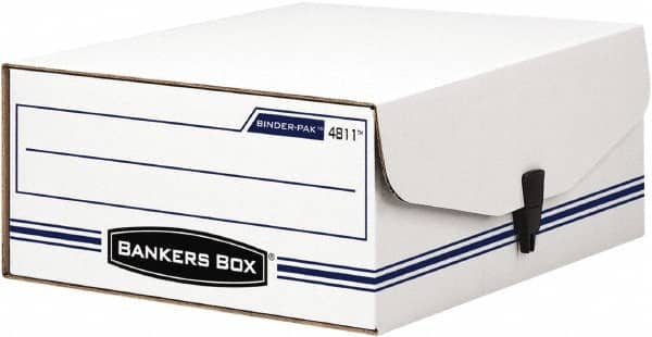 BANKERS BOX - 1 Compartment, 9-1/8" Wide x 4-3/8" High x 11-3/8" Deep, Storage Box - Corrugated Fiberboard, White/Blue - Caliber Tooling