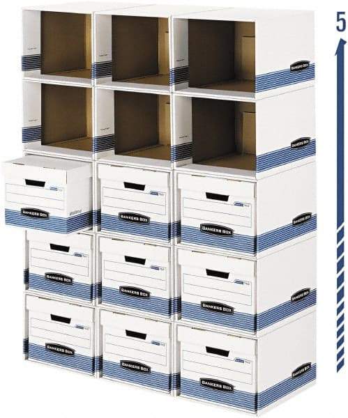 BANKERS BOX - 1 Compartment, 6-1/2" Wide x 21-3/4" High x 6-1/2" Deep, Storage Box - Corrugated, White/Blue - Caliber Tooling