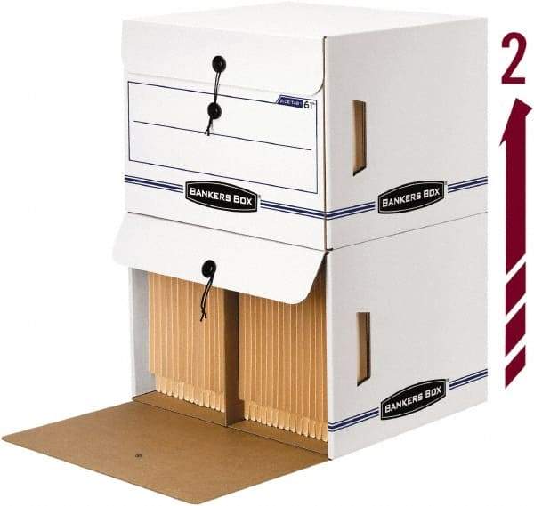 BANKERS BOX - 1 Compartment, 37-1/2" Wide x 37-3/4" High x 5-1/4" Deep, Storage Box - Corrugated Cardboard, White/Blue - Caliber Tooling