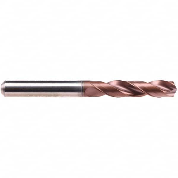 Emuge - 3.3mm 140° Spiral Flute Solid Carbide Screw Machine Drill Bit - AlCrN Finish, Right Hand Cut, 20mm Flute Length, 62mm OAL, Four Facet Point, Straight Shank, Through Coolant - Caliber Tooling