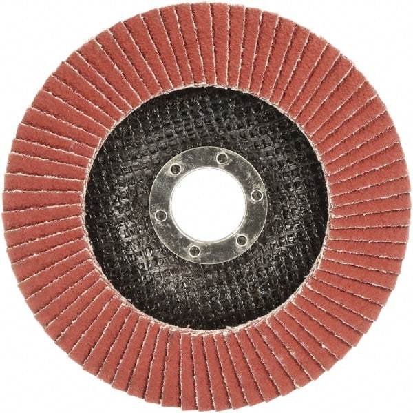 3M - 60 Grit, 7" Disc Diam, 5/8-11 Center Hole, Type 29 Ceramic Flap Disc - 8,500 Max RPM, Polyester Backing, Arbor Attaching System, Coated - Caliber Tooling