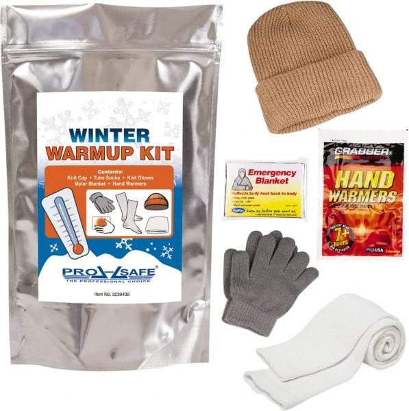 PRO-SAFE - Emergency Preparedness Kits Type: Winter Warm Up Kit Contents: Knit Stocking Cap; Gloves; Tube Socks; Emergency Blanket; (2) Hand Warmers - Caliber Tooling