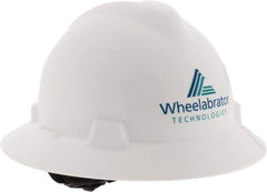 MSA - ANSI Type I, Class E Rated, 4-Point, Ratchet Adjustment Hard Hat - Blue, Full Brim, Wheelbrator - Caliber Tooling