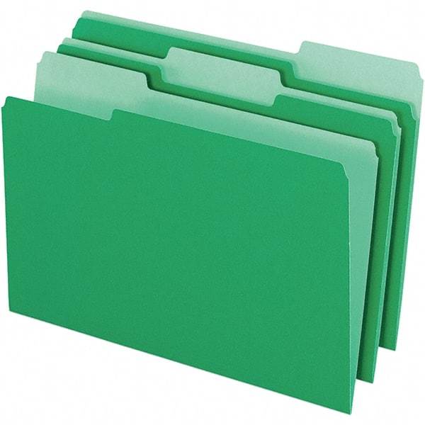 Pendaflex - 9-1/2 x 14-5/8", Legal, Green/Light Green, File Folders with Top Tab - 11 Point Stock, Assorted Tab Cut Location - Caliber Tooling