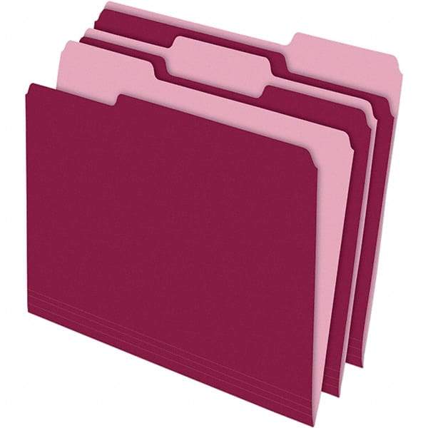 Pendaflex - 11-5/8 x 9-3/16", Letter Size, Burgundy, File Folders with Top Tab - 11 Point Stock, Assorted Tab Cut Location - Caliber Tooling