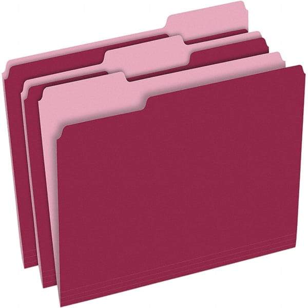 Pendaflex - 9-1/2 x 11-5/8", Letter Size, Burgundy, File Folders with Top Tab - 11 Point Stock, Assorted Tab Cut Location - Caliber Tooling