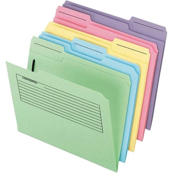 Pendaflex - 11-5/8 x 9-1/2", Letter Size, Assorted Colors, File Folders with Top Tab - 11 Point Stock, Assorted Tab Cut Location - Caliber Tooling