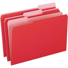 Pendaflex - 9-1/2 x 14-5/8", Legal, Red/Light Red, File Folders with Top Tab - 11 Point Stock, Assorted Tab Cut Location - Caliber Tooling