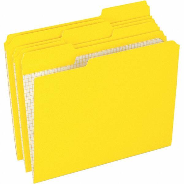 Pendaflex - 9-1/2 x 11-5/8", Letter Size, Yellow, File Folders with Top Tab - 11 Point Stock, Assorted Tab Cut Location - Caliber Tooling