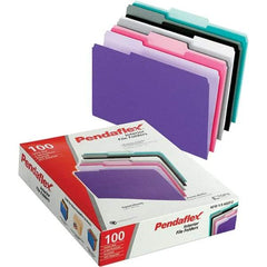 Pendaflex - 11-5/8 x 9-3/16", Letter Size, Assorted Colors, File Folders with Top Tab - 11 Point Stock, Assorted Tab Cut Location - Caliber Tooling