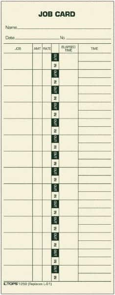 TOPS - 3-29/32" High x 9-45/64" Wide Weekly Time Cards - Use with Cincinnati L-61, Lathem L-61, Simplex 15-800622 - Caliber Tooling