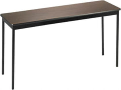 Barricks - 18" Long x 60" Wide x 30" High Stationary Rectangular Utility Tables - 3/4" Thick, Walnut & Black, Wood Grain Laminate/Steel - Caliber Tooling