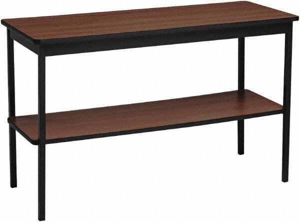 Barricks - 18" Long x 48" Wide x 30" High Stationary Rectangular Utility Tables - 3/4" Thick, Walnut & Black, Wood Grain Laminate/Steel - Caliber Tooling