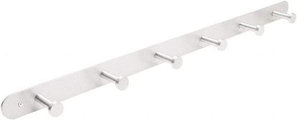 Safco - 6 Hooks, 36" Long x 2-3/4" Deep, Metal Wall/Door Hat/Coat Hook - 2" High - Caliber Tooling